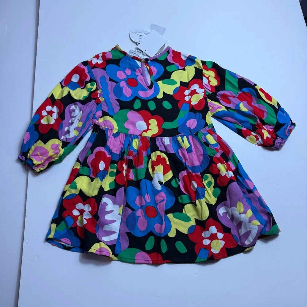New! Stella McCartney woven colorful flower long sleeve dress
